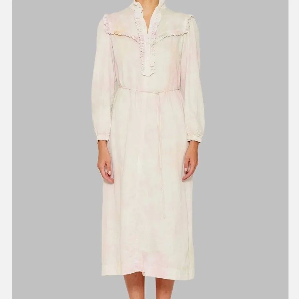 Raquel Allegra Luna Ruffle Midi Dress 0